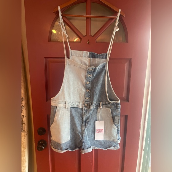 Celebrity Pink Denim - NWT CELEBRITY PINK patchwork denim overalls. Adjustable straps
